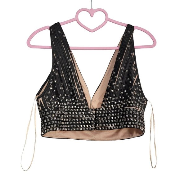 Jovani Black Two Piece Studded Mermaid Fit and Flare Prom Formal Dress Size XS - Picture 6 of 12